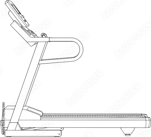 A sleek and modern treadmill, rendered in precise lines, invites viewers to explore the synergy of design and functionality, representing a tool for health.