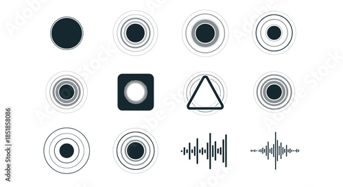 Collection of Various Audio Visual Icons.