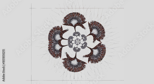 Intricate Floral Pattern with Central Design.