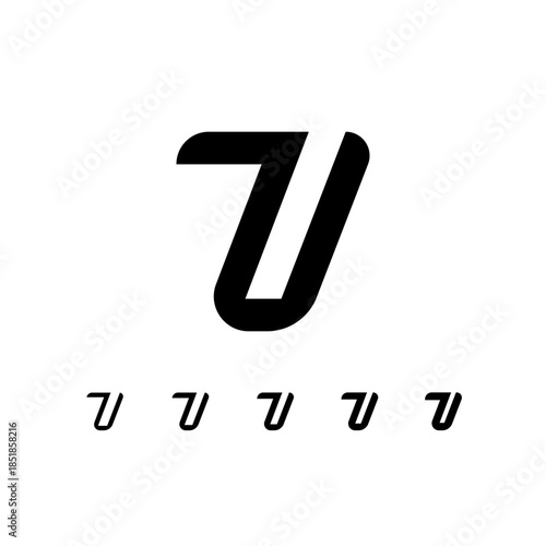 Number 7, digital numeral seven, including set of five different cyber numbers, vector illustration 10EPS