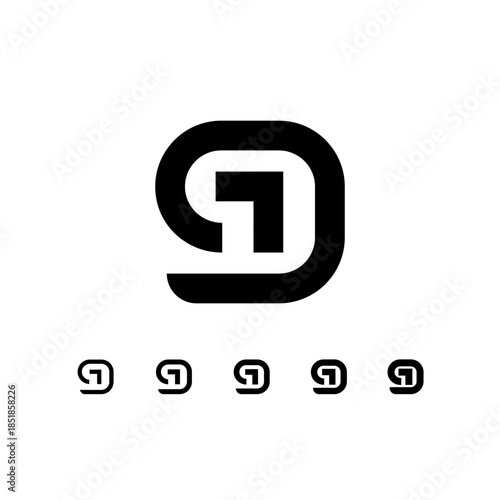 Number 9, digital numeral nine, including set of five different cyber numbers, vector illustration 10EPS