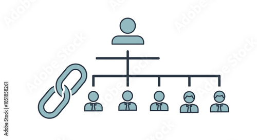 Simple Organizational Chart with Chain Icon.