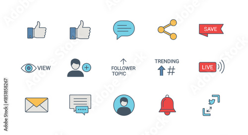 Social Media Icons Set for Online Engagement.
