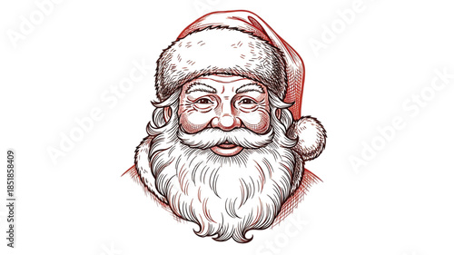Joyful Santa Claus illustration with twinkling eyes and warm smile, ready for Christmas