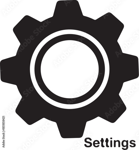 Black and white gear icon for settings