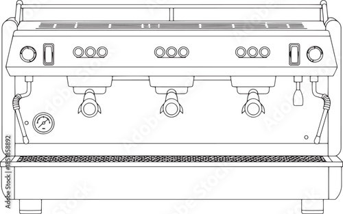 An illustration of a state-of-the-art espresso machine, emphasizing precision and style in a modern café setting.