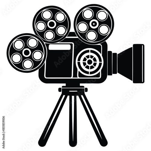 Film camera silhouette vector illustration