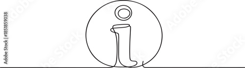 Continuous one line drawing silhouette of information symbol. The Information linear icon. one line Art icon drawing
