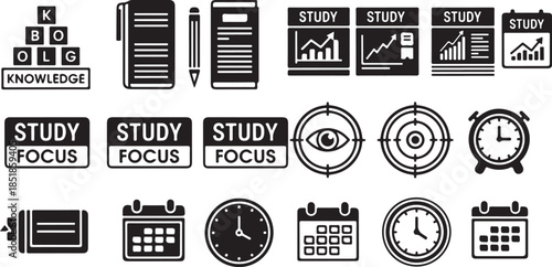 Education and study planning icon set