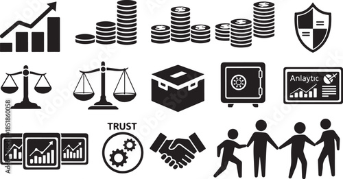 Finance and legal icon set for business