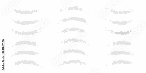 A collection of fluffy wispy cloud shapes scattered across a white background