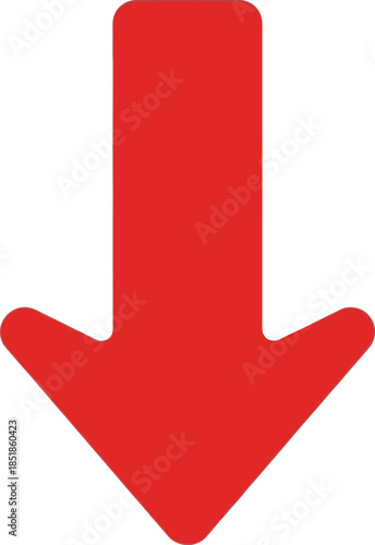 Red Down Arrow Icon Isolated on Transparent Background