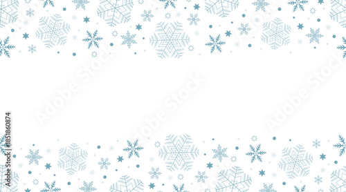 Blue snowflakes background, a banner of falling snowflakes on a transparent background. Vector illustration.