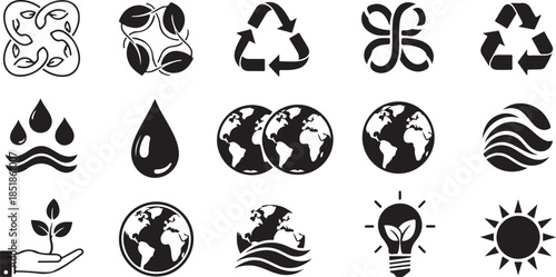 Ecology and conservation icon set