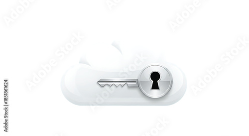 Secure cloud icon with keyhole and key symbolizing data protection and privacy.