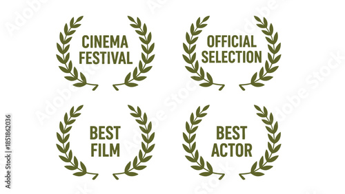 Four laurel wreath awards for cinema festival, official selection, best film, and best actor.