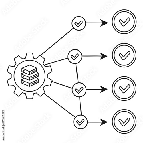 Compliance validation path illustrated as structured verification stages and regulatory checks in a minimal vector for enterprise governance processes.