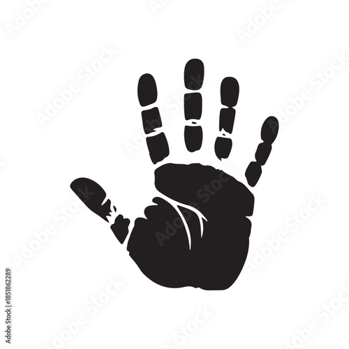 Hand print symbol silhouette vector flat illustration on white background