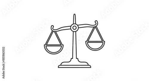 Symbol of justice and balance represented by a simple line drawing of scales.