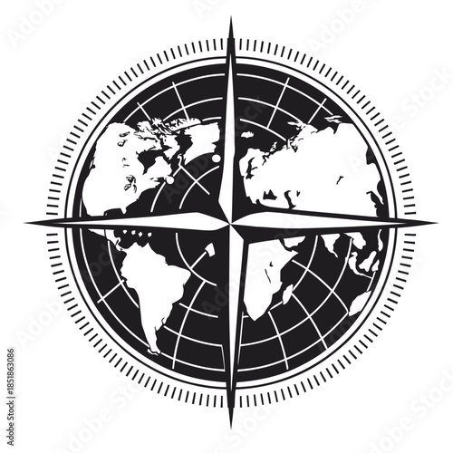 Global Navigation Compass World Map Icon