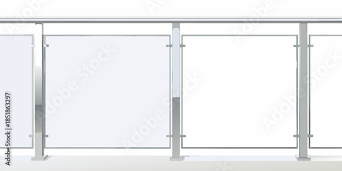 Modern railing system with clear glass panels and sleek metal supports