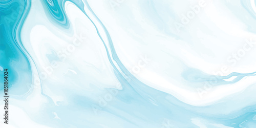 Seamless Teal & Cyan Marble Liquid Swirl Texture With Elegant Fluid Art Design with Soft Gradient Waves on White for Luxury Branding, Minimalist Web Headers & Contemporary Interior Decor
