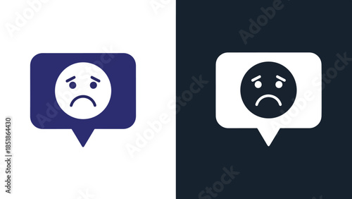 Sad face icons - Blue icon set - Solid icons vector collection - Vector icon set - Line and glyph solid icon set - Icon vector - Flat Design Icon