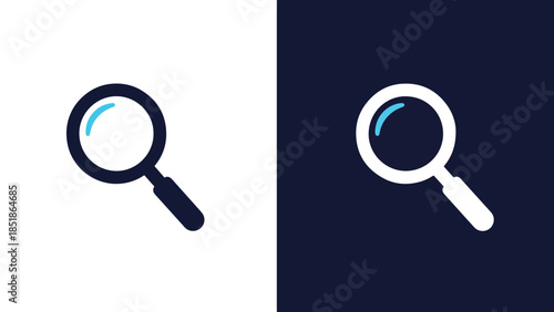 Magnifying glass icons - Blue icon set - Solid icons vector collection - Vector icon set - Line and glyph solid icon set - Icon vector - Flat Design Icon
