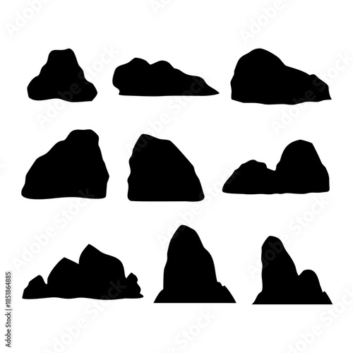 Collection of nine rock silhouettes