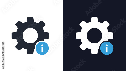 Gear with information icon - Blue icon set - Solid icons vector collection - Vector icon set - Line and glyph solid icon set - Icon vector - Flat Design Icon