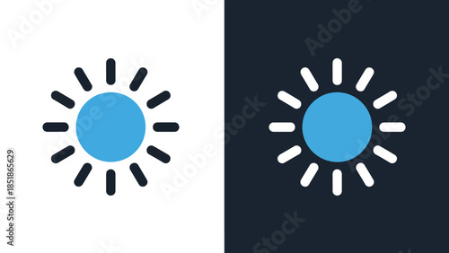 Sun icons - Blue icon set - Solid icons vector collection - Vector icon set - Line and glyph solid icon set - Icon vector - Flat Design Icon
