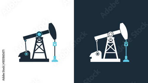Oil pump icons - Blue icon set - Solid icons vector collection - Vector icon set - Line and glyph solid icon set - Icon vector - Flat Design Icon