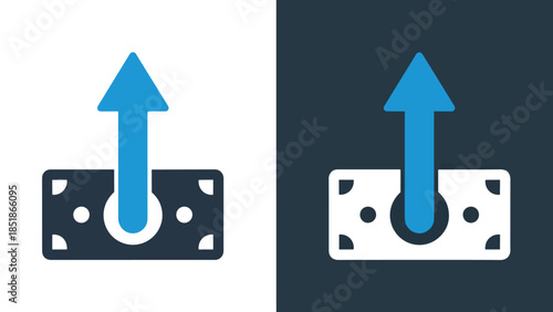 Up arrow with tray icon set - Blue icon set - Solid icons vector collection - Vector icon set - Line and glyph solid icon set - Icon vector - Flat Design Icon