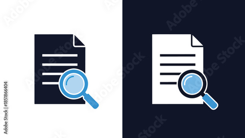 Document search icons - Blue icon set - Solid icons vector collection - Vector icon set - Line and glyph solid icon set - Icon vector - Flat Design Icon