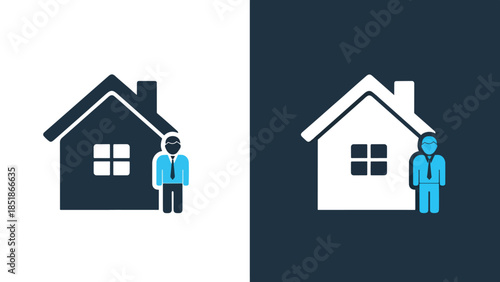 Real estate icons - Blue icon set - Solid icons vector collection - Vector icon set - Line and glyph solid icon set - Icon vector - Flat Design Icon