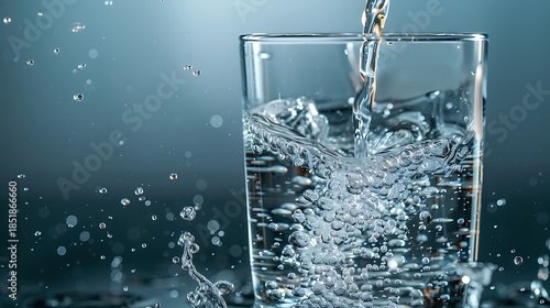 Close up pouring water into glass clean refreshment concept