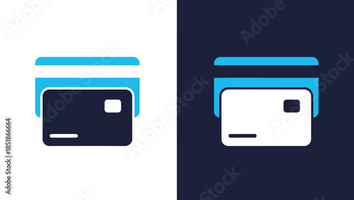 Credit card icons - Blue icon set - Solid icons vector collection - Vector icon set - Line and glyph solid icon set - Icon vector - Flat Design Icon