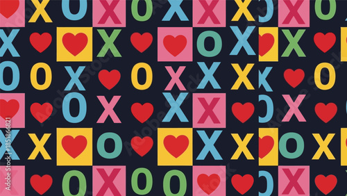 Colorful Tic Tac Toe Hearts Pattern for Fun Designs