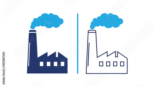 Industrial factory icons - Blue icon set - Solid icons vector collection - Vector icon set - Line and glyph solid icon set - Icon vector - Flat Design Icon