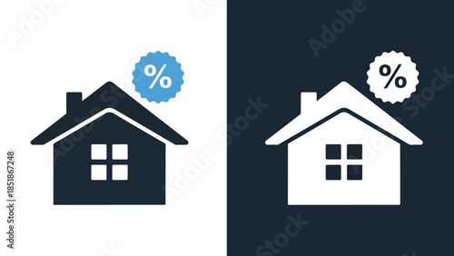 Real estate discount icons - Blue icon set - Solid icons vector collection - Vector icon set - Line and glyph solid icon set - Icon vector - Flat Design Icon