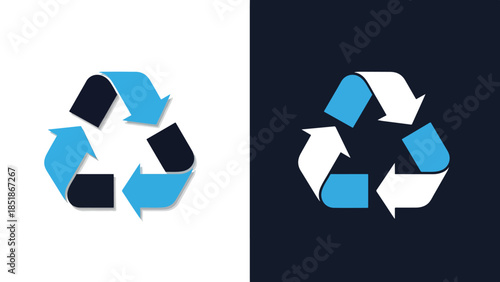 Recycling icons - Blue icon set - Solid icons vector collection - Vector icon set - Line and glyph solid icon set - Icon vector - Flat Design Icon