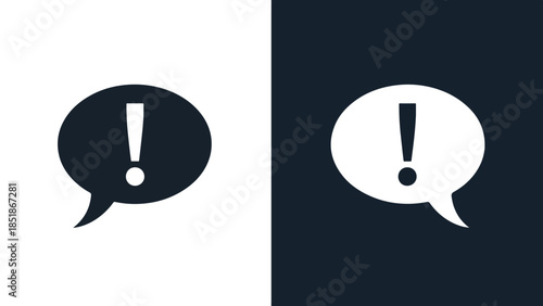 Alert speech bubbles icon set - Blue icon set - Solid icons vector collection - Vector icon set - Line and glyph solid icon set - Icon vector - Flat Design Icon