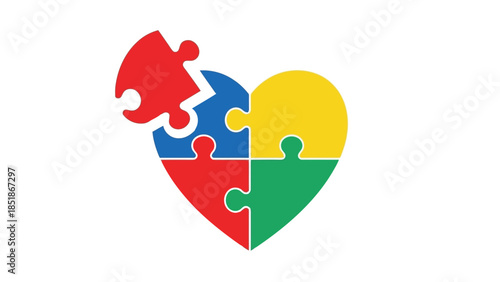 Colorful Puzzle Heart Symbolizing Love and Unity