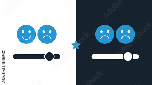 Emotion toggle icon set - Blue icon set - Solid icons vector collection - Vector icon set - Line and glyph solid icon set - Icon vector - Flat Design Icon