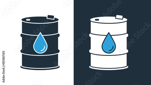 Water barrel icon set - Blue icon set - Solid icons vector collection - Vector icon set - Line and glyph solid icon set - Icon vector - Flat Design Icon