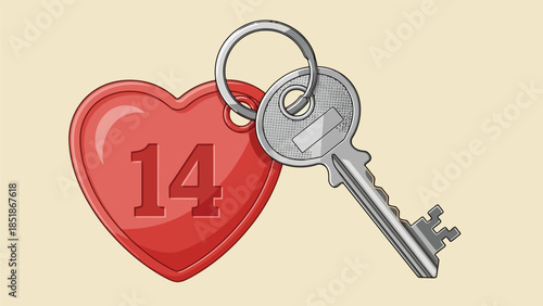 Valentine's Day Heart Key Illustration for Love and Romance