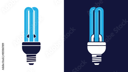 Energy efficient light bulb icon set - Blue icon set - Solid icons vector collection - Vector icon set - Line and glyph solid icon set - Icon vector - Flat Design Icon