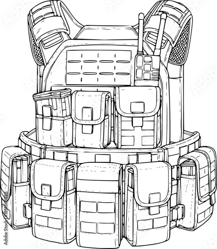 Military Bulletproof Vest Vector Silhouette Illustration
