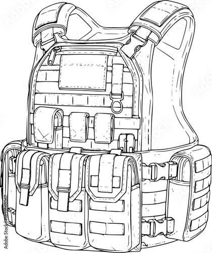 Military Bulletproof Vest Vector Silhouette Illustration
