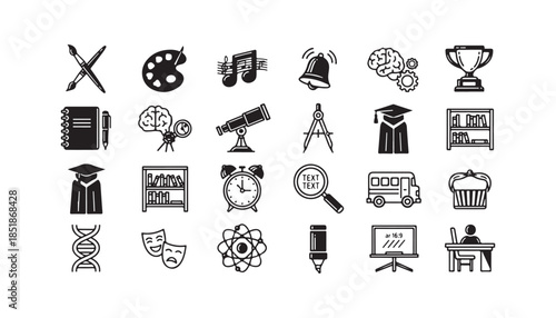 Collection of educational and school-related icons